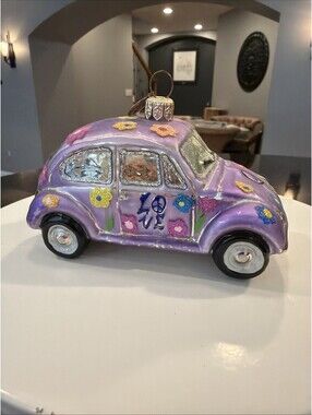 Vtg 2000 Christopher Radko Volkswagen Purple Love Bug Christmas Ornament